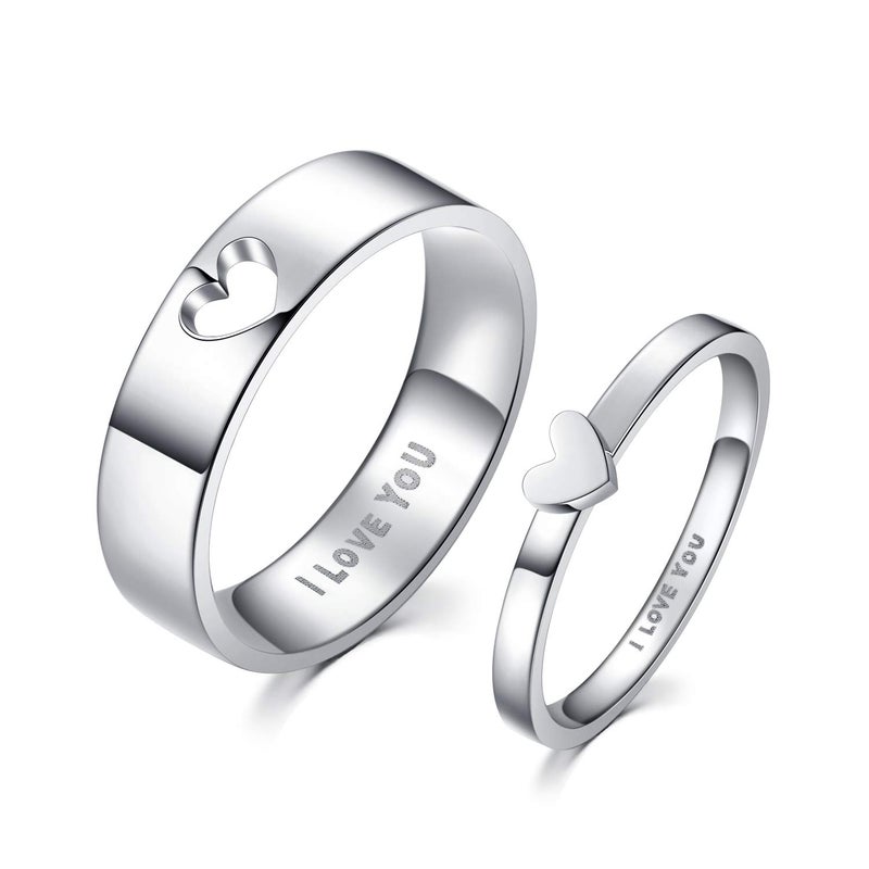 LAVUMO Matching Heart Promise Rings for Couples I Love You Engagement Wedding Ring Band Sets for Him and Her Stainless Steel High Polished Comfort Fit (Men Size 10 & Women Size 8) - Image 1